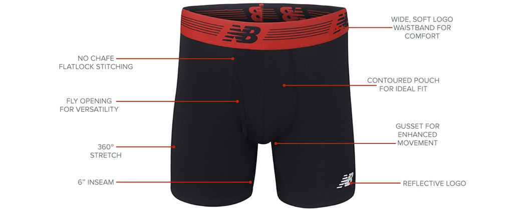 New Balance Men's Performance Boxer Briefs with Fly, Breathable Stretch Underwear, Moisture Wicking, Soft Waistband (3 Pack), Cadet/Team Royal/Royal, Medium