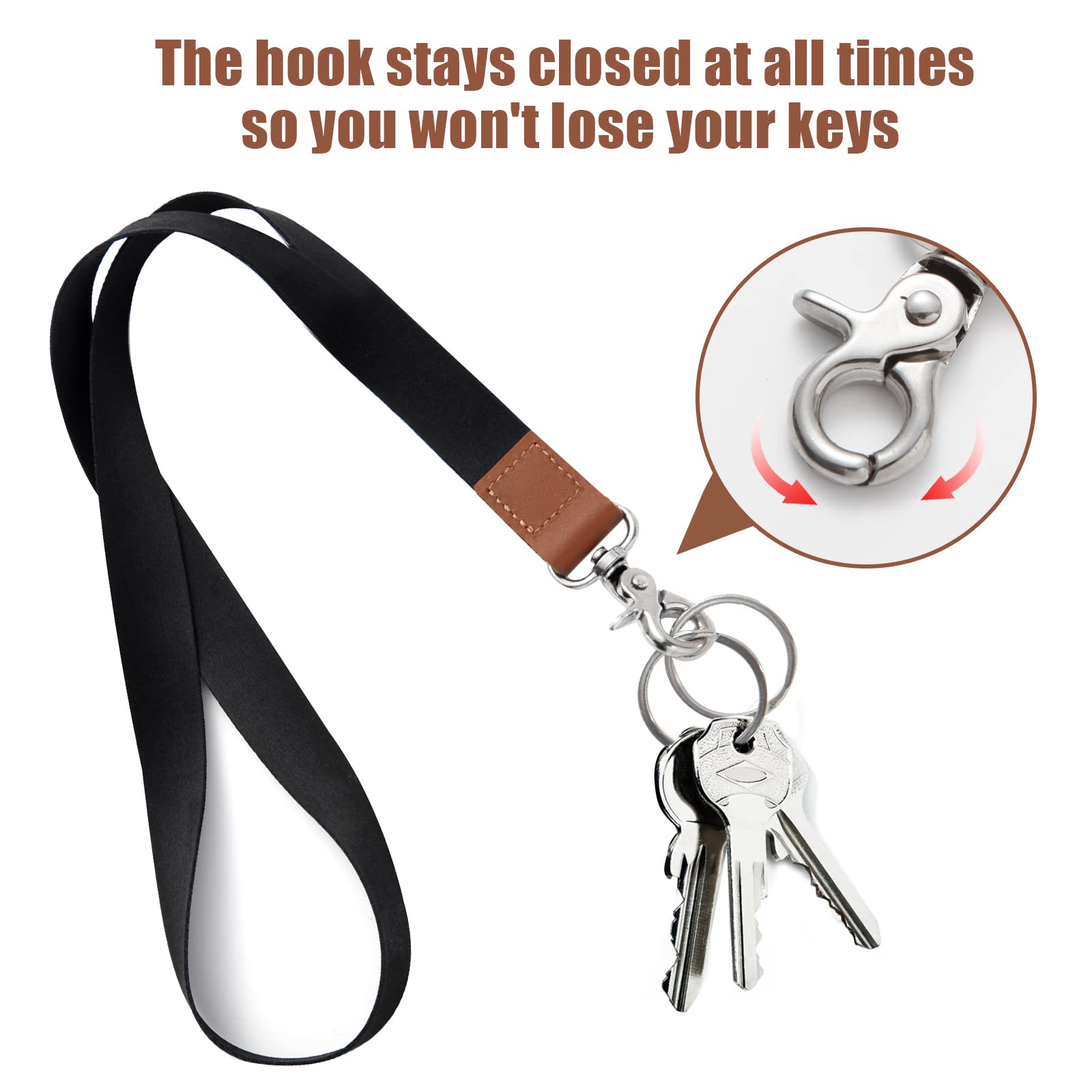 XCHIN Lanyard, Lanyards for Keys, Black Keychain Long Lanyard for Women Men, Cute Neck Lanyard for ID Badges Wallet