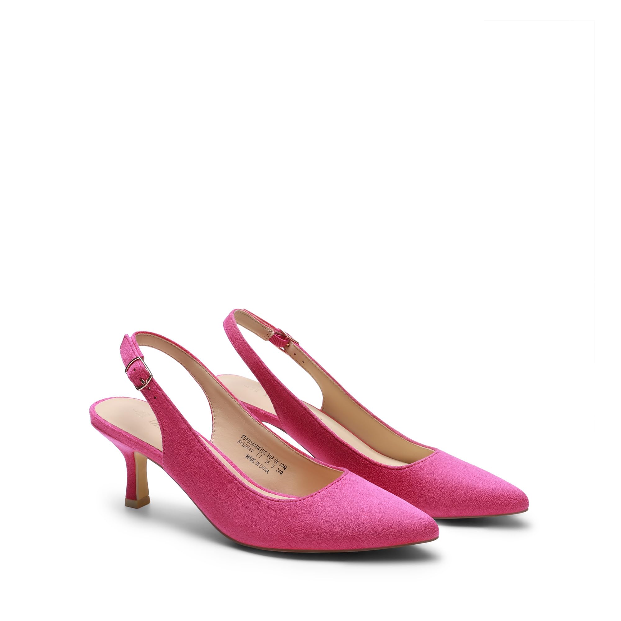 DREAM PAIRS Women's Kitten Heel Slingback Pointed Closed Toe Low Stiletto Heels Dress Bridal Elegant Wedding Pumps Shoes,Size 8,Hot Pink,SDPU2444W