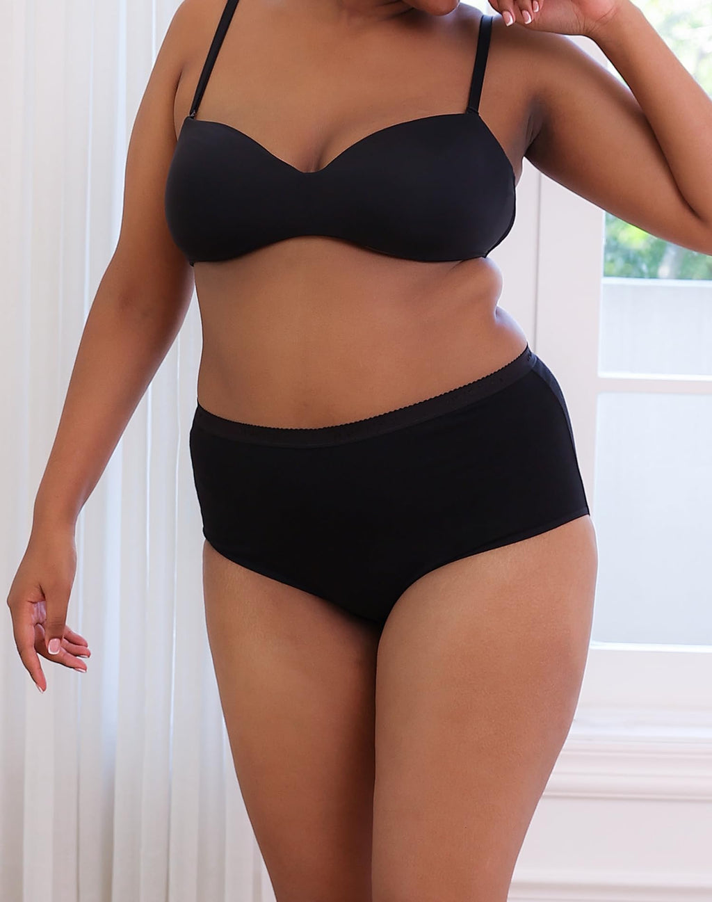 INNERSY Plus Size XL-5XL Big Curvy Woman Cotton Underwear High Waist Briefs 5-Pack(Black,4X-Large)