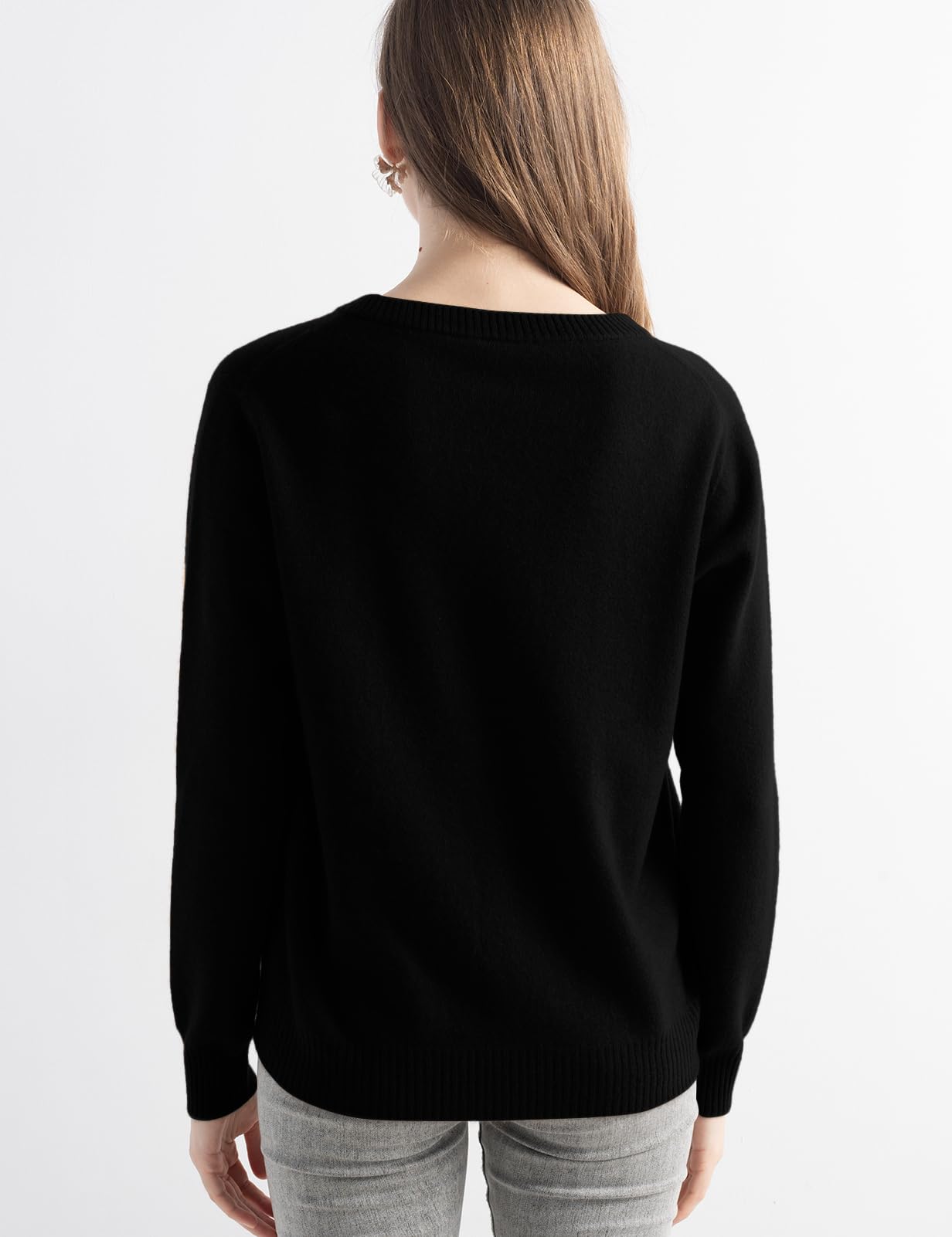 Chanyarn Women's 100% Pure Cashmere Cardigan Crew Neck Long Sleeve 2025 Fall Winter Warm Soft Knit Cardigan Sweater (Black,M)