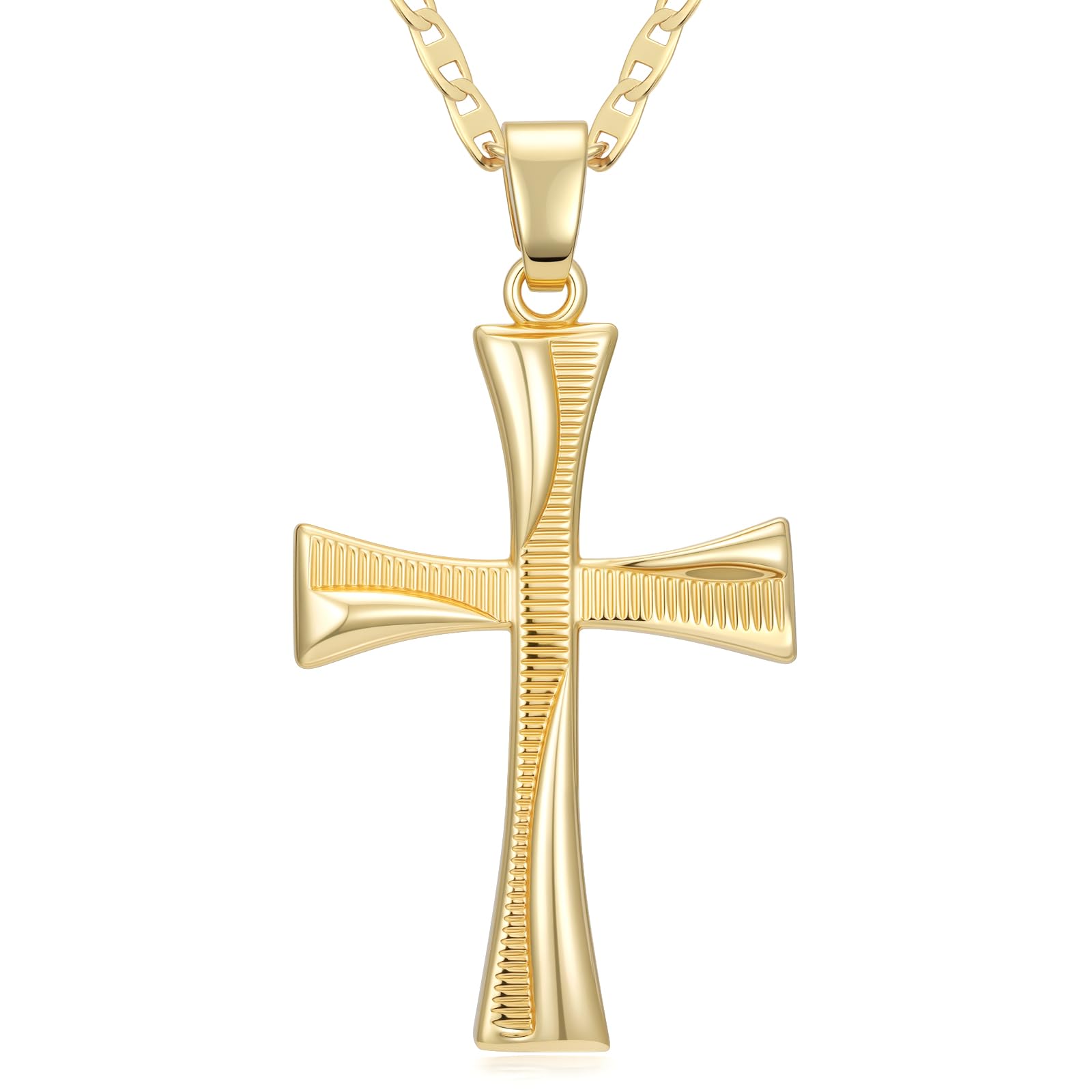RYHIX 14K Gold Cross Necklaces for Women Minimalist 14K Gold Plated Crosses Chain Pendant Dainty Crosses Necklaces for Womens Necklace 28mm
