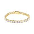 Gem's Beauty moissanite tennis bracelet 18k white gold plated 925 silver 3-6.5mm D Color VVS1 Round Cut moissanite bracelets for women Men Gift birthday anniversary (Gold 3MM, 6.5 inches)