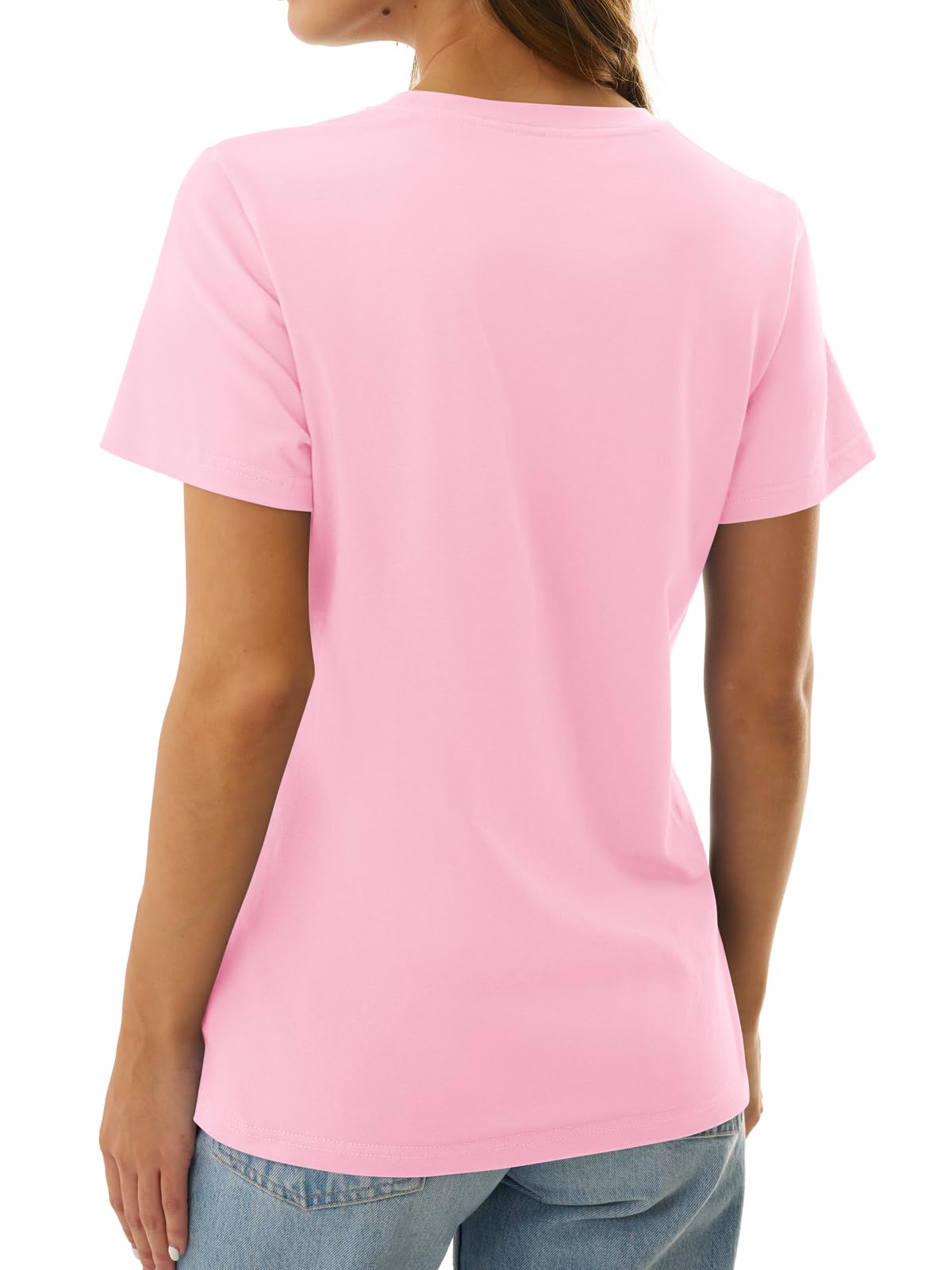 GKBK Cotton Tshirts for Women Short Sleeve Summer Tops Casual Crewneck Cute Basic Tee Tshirt Spring Clothes Outfits 2026 Trendy Pink