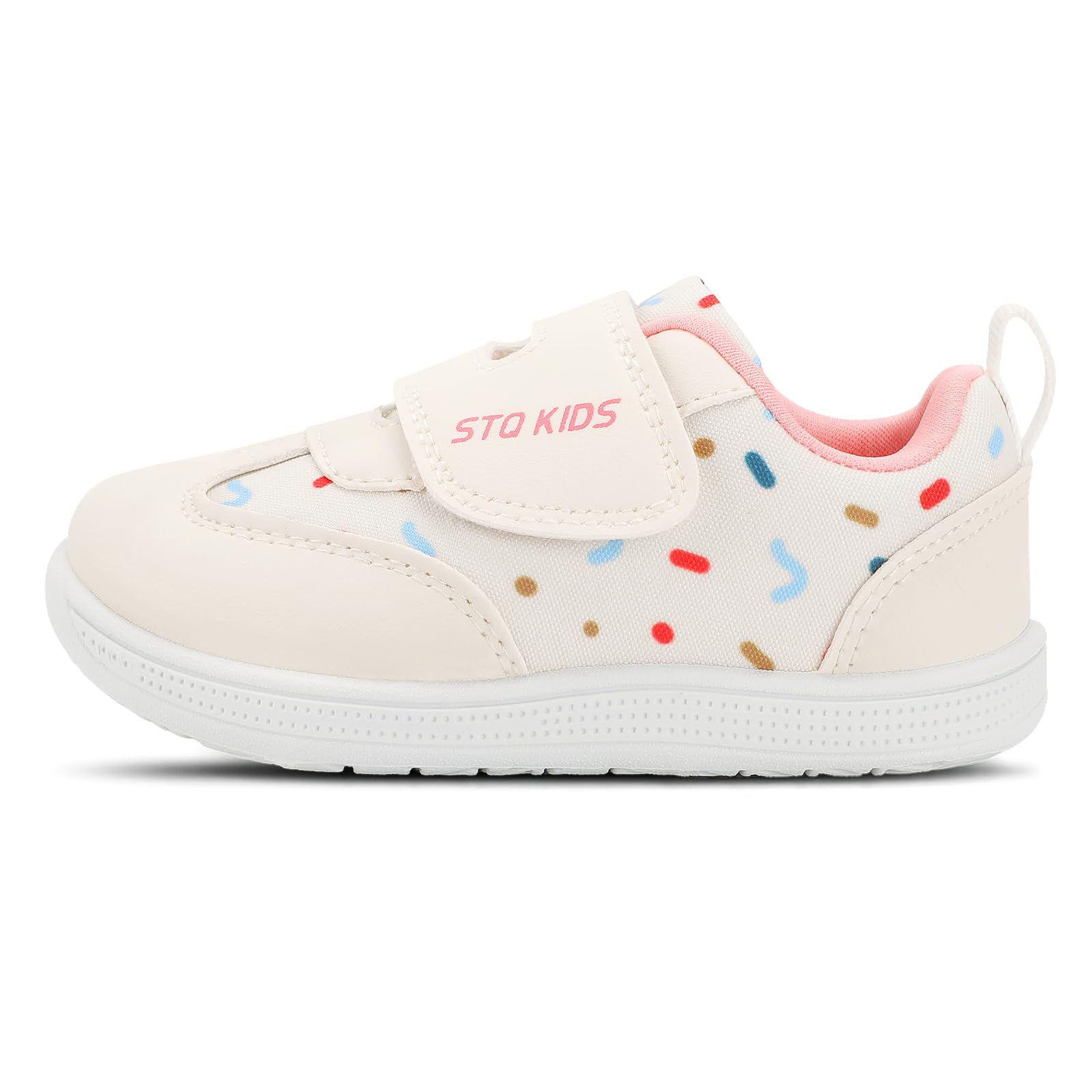 STQ KIDS Toddler Wide Toe Box Shoes Girls Barefoot Shoe Girl Sneakers Little Kids Walking Running Tennis Athletic Shoes Non-Slip Zero Drop Breathable School Sneaker Beige Infant Size 3
