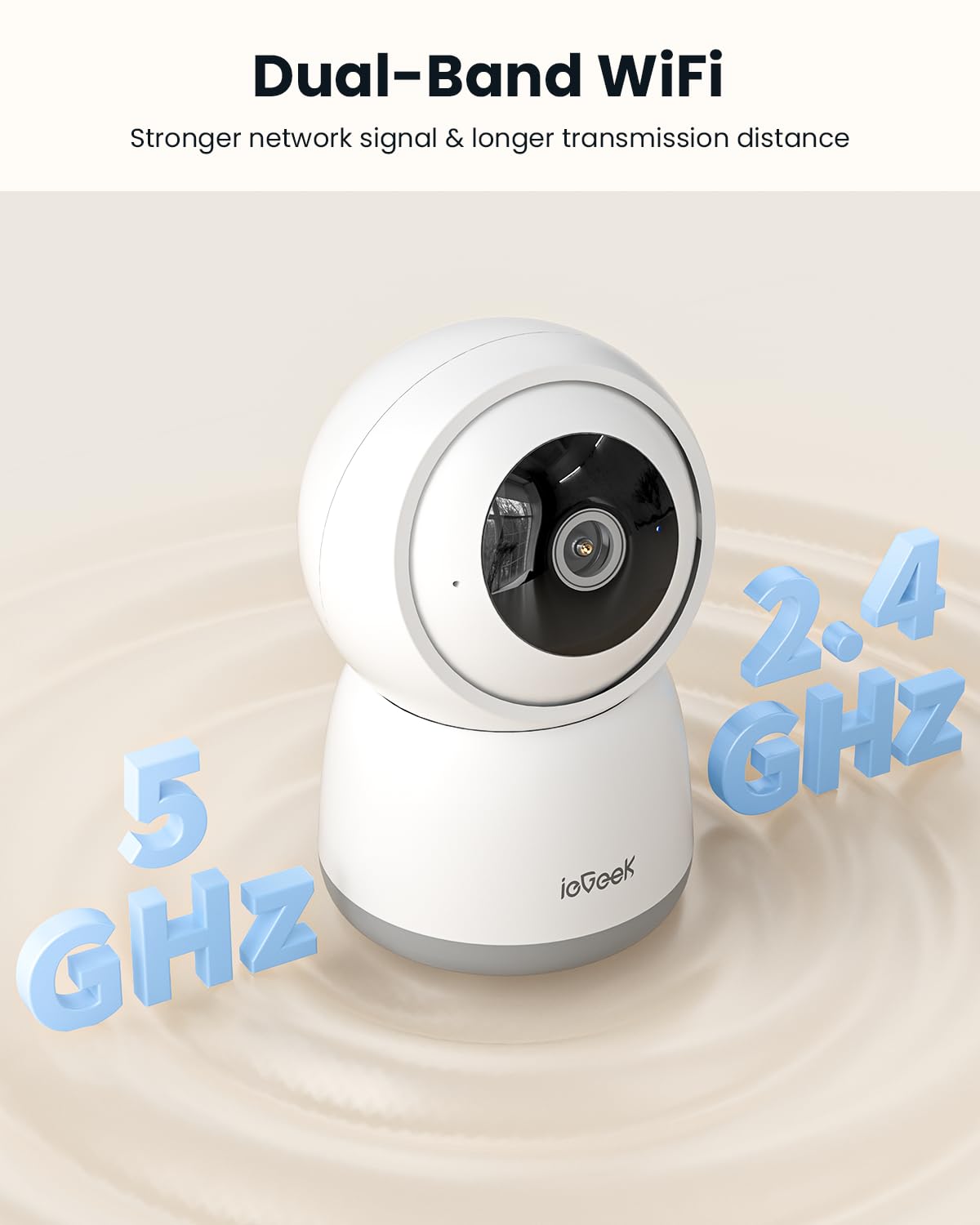 ieGeek Indoor Camera, 2K Cameras for Home Security, 5G Security Camera Indoor, 360° Pet/Dog/Baby Camera with Phone App, AI Tracking, 2-Way Audio, Night Vision, 24/7 SD Card Storage, Alexa (2 Pack)