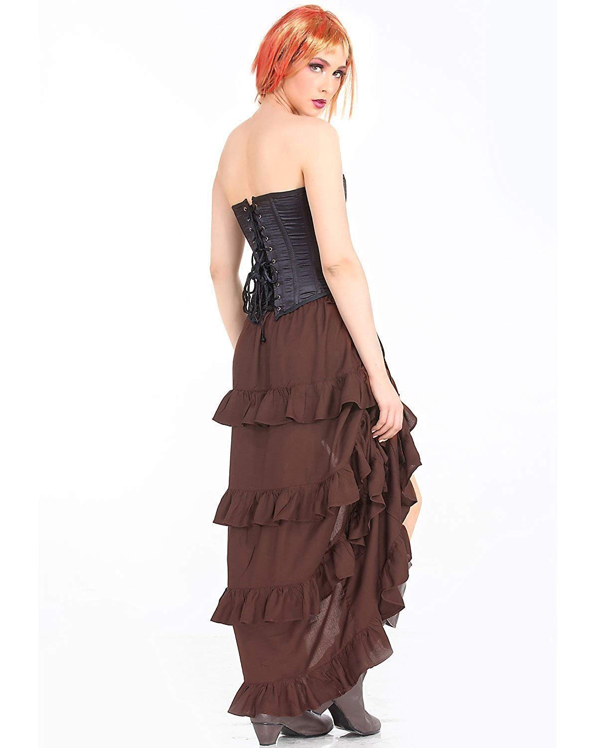 ThePirateDressing Steampunk Victorian Cosplay Costume Womens Gothic High-Low Show Girl Skirt C1367-xl Chocolate