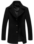chouyatou Men's Classic Notched Collar Double Breasted Wool Blend Pea Coat (Medium, Single-Black)