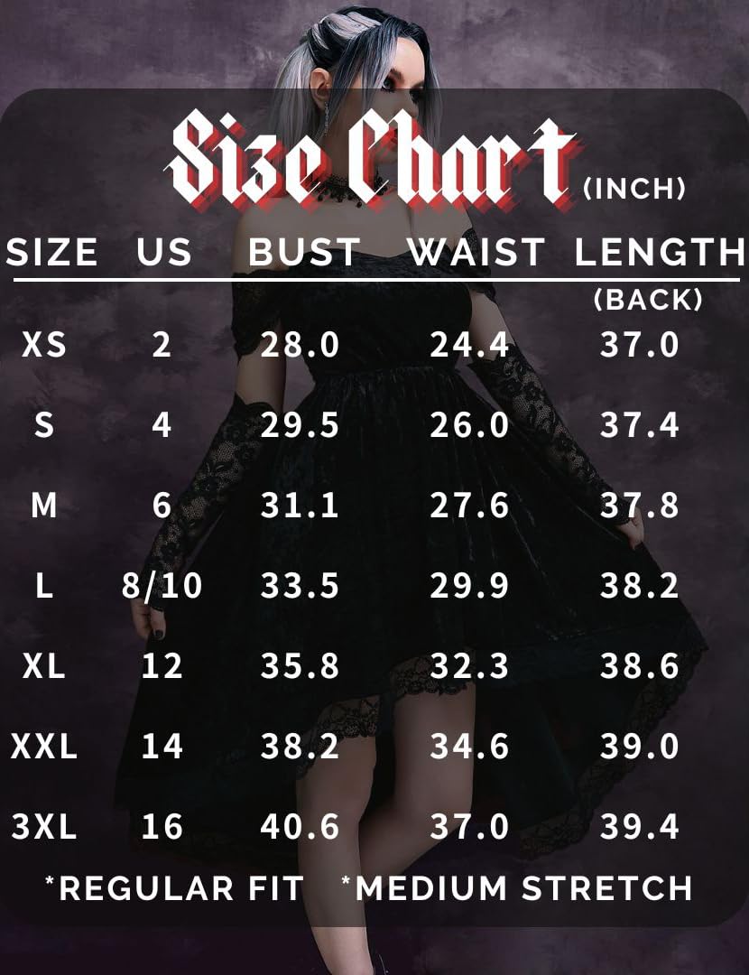 LANSHULAN Gothic Clothes Dress,Lace Mini Sleeveless Lace Draped Bodycon Goth Vintage Dresses Without Gloves Black