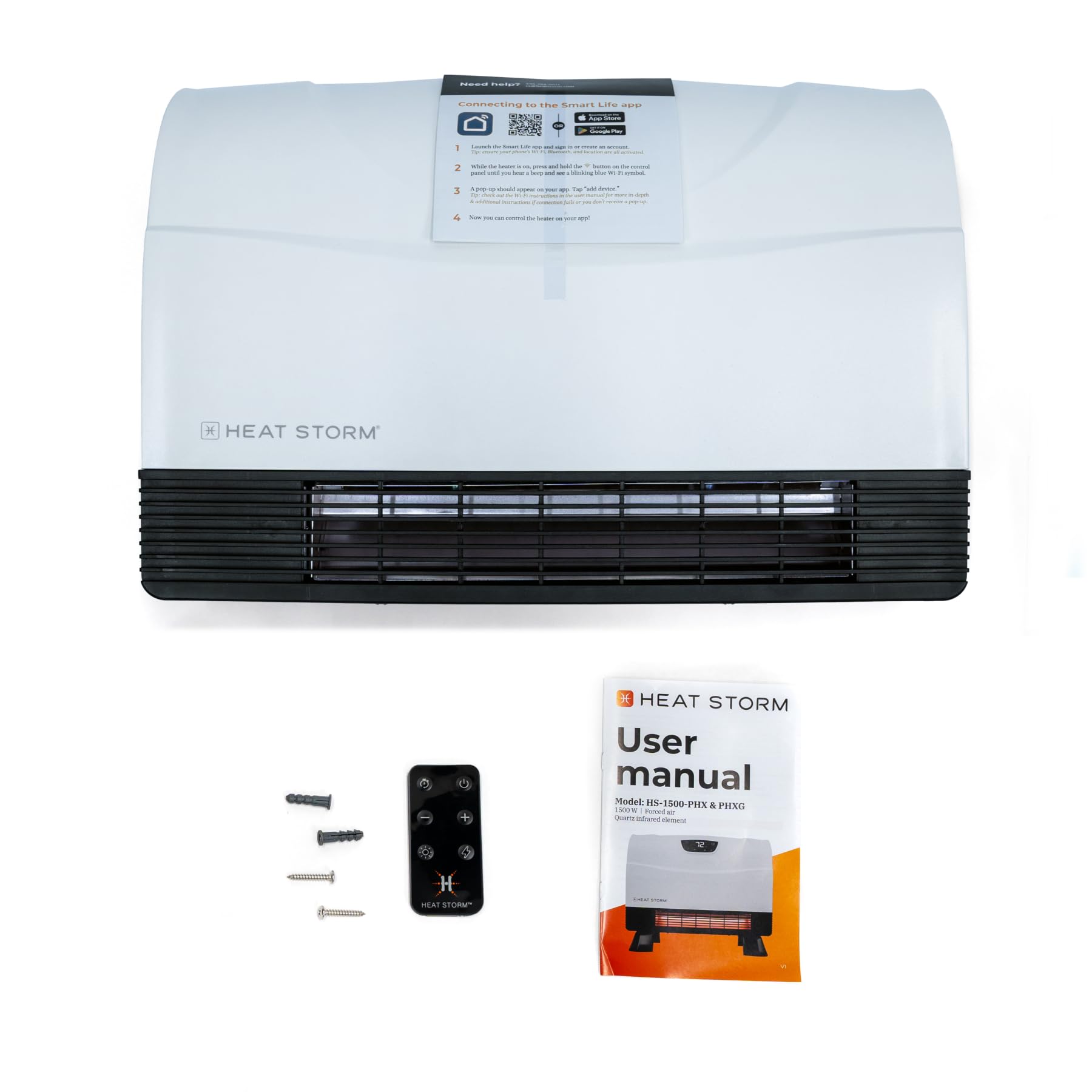 Heat Storm HS-1500-PHX-WIFI Infrared Heater, Wifi Wall Mounted