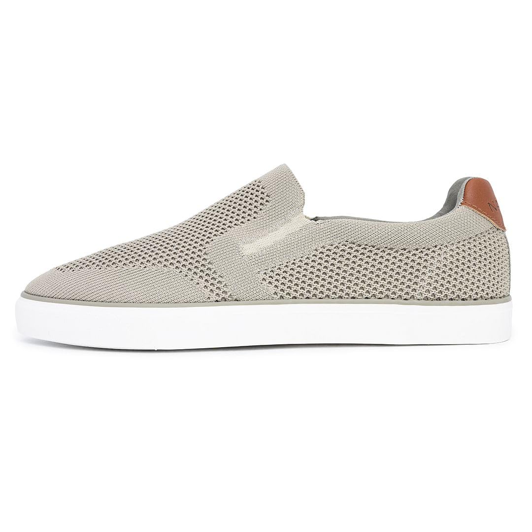 Nautica Men's Slip-On Sneakers – Breathable Knit Casual Walking Shoes, Lightweight Comfort Fashion Loafers-Kotor-Tan-Size 8