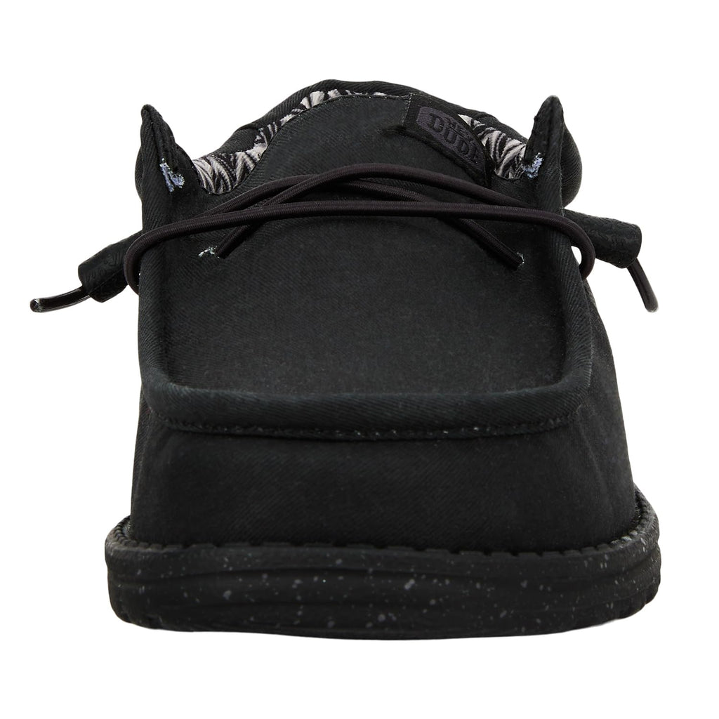 HEYDUDE Men's Wally Stretch Canvas Black/Black Size 12 | Men's Shoes | Men Slip-on Loafers | Comfortable & Light-Weight