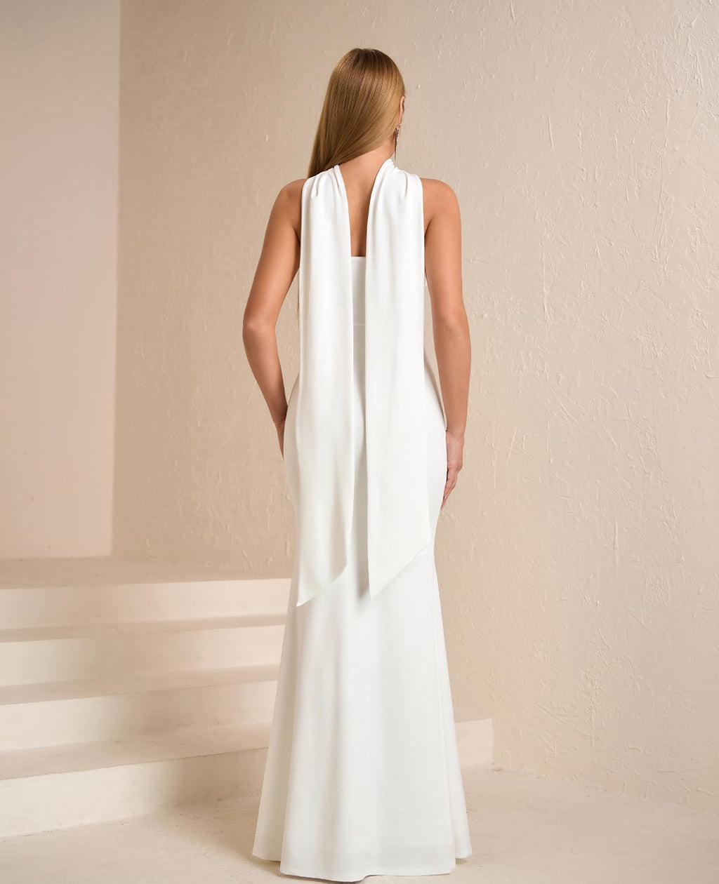 Auraxe 2026 Women's Bodycon Formal Maxi Dresses Elegant Tube Summer Wedding Guest Cocktail Party Dress with Scarf White