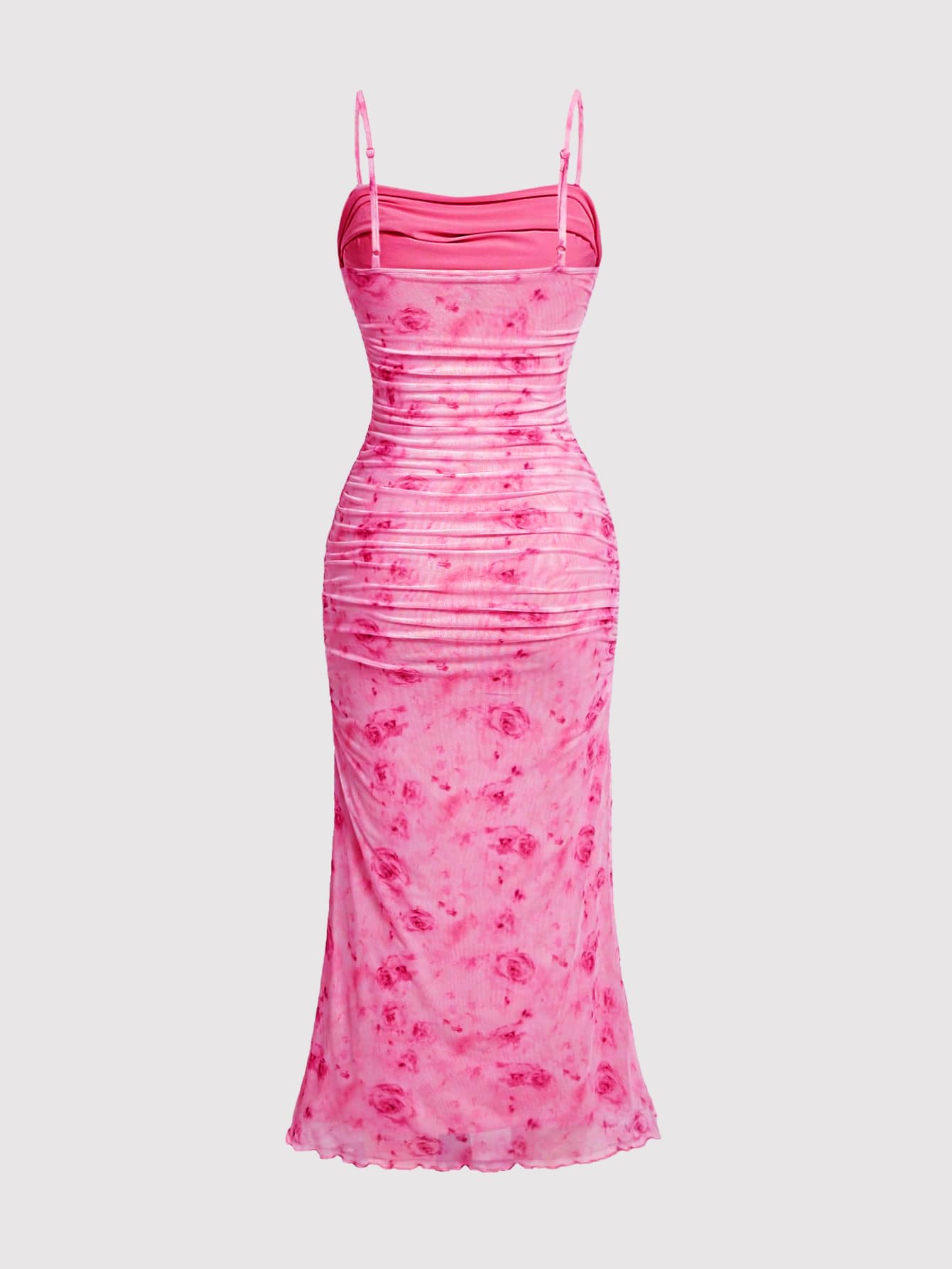 GORGLITTER Women's Floral Spring Summer Wedding Guest Dress Bridal Shower Cocktail Tea Party Beach Midi Sun Dress 2026 Hot Pink Florals Small