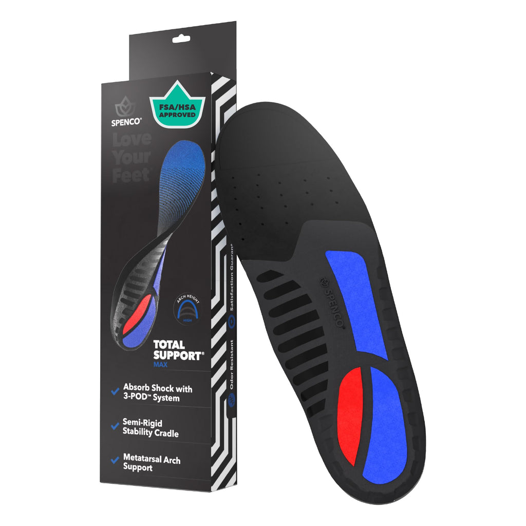 Spenco Total Support Max Shoe Insoles(FSA&HSA Eligible)Orthotic Metatarsal Arch Support Inserts, Absorbs Shock,Reduces Over-Pronation,Conforms to Foot Contours, Deep Heel Cupping Women's 5-6.5