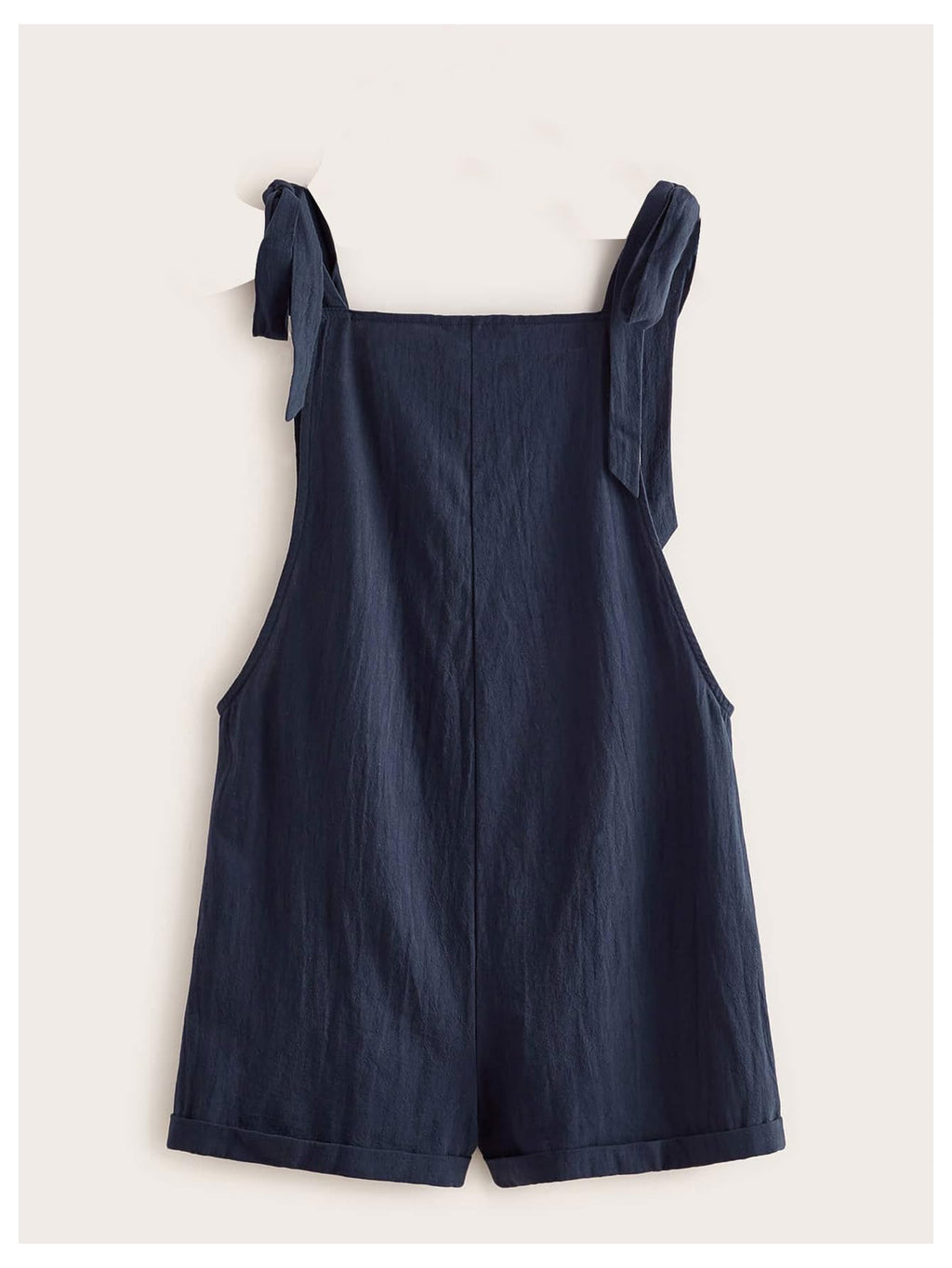 WDIRARA Women's Tie Strap Sleeveless Romper Overall Shorts with Pockets Deep Blue Medium
