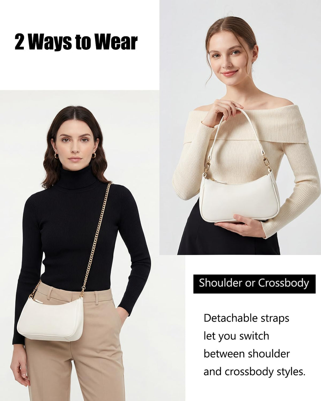 VODIU Clutch Tote Handbags with 2 Removable Straps and Zipper Closure Crossbody Bags Shoulder Purse Handbag for Women