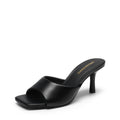 DREAM PAIRS Women's Kitten Heels Sandals – Square Toe Slip On Low Heels, Heeled Mules Footwear for Everyday, Dressy & Casual Occasions,Size 8,All Black,SDHS25004W