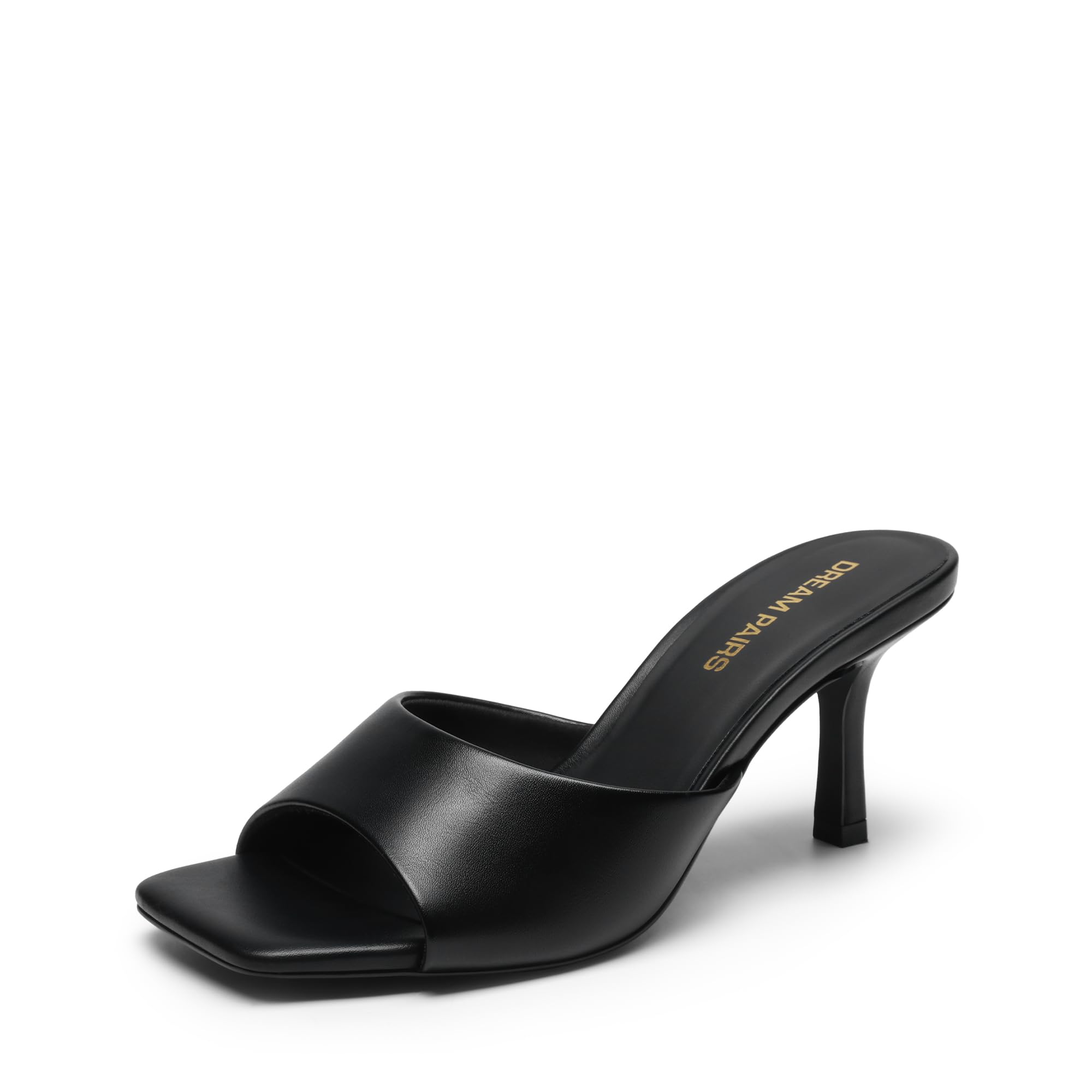 DREAM PAIRS Women's Kitten Heels Sandals – Square Toe Slip On Low Heels, Heeled Mules Footwear for Everyday, Dressy & Casual Occasions,Size 8,All Black,SDHS25004W