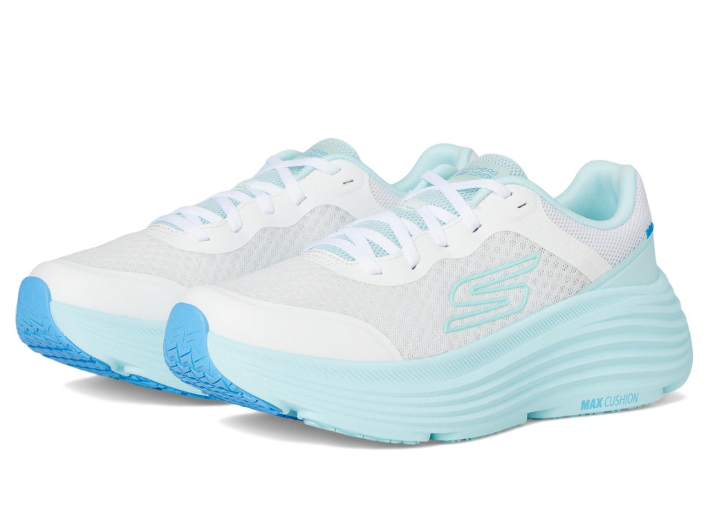Skechers Women's Max Cushioning Endeavour Canova Sneaker, White/Light Blue, 7.5