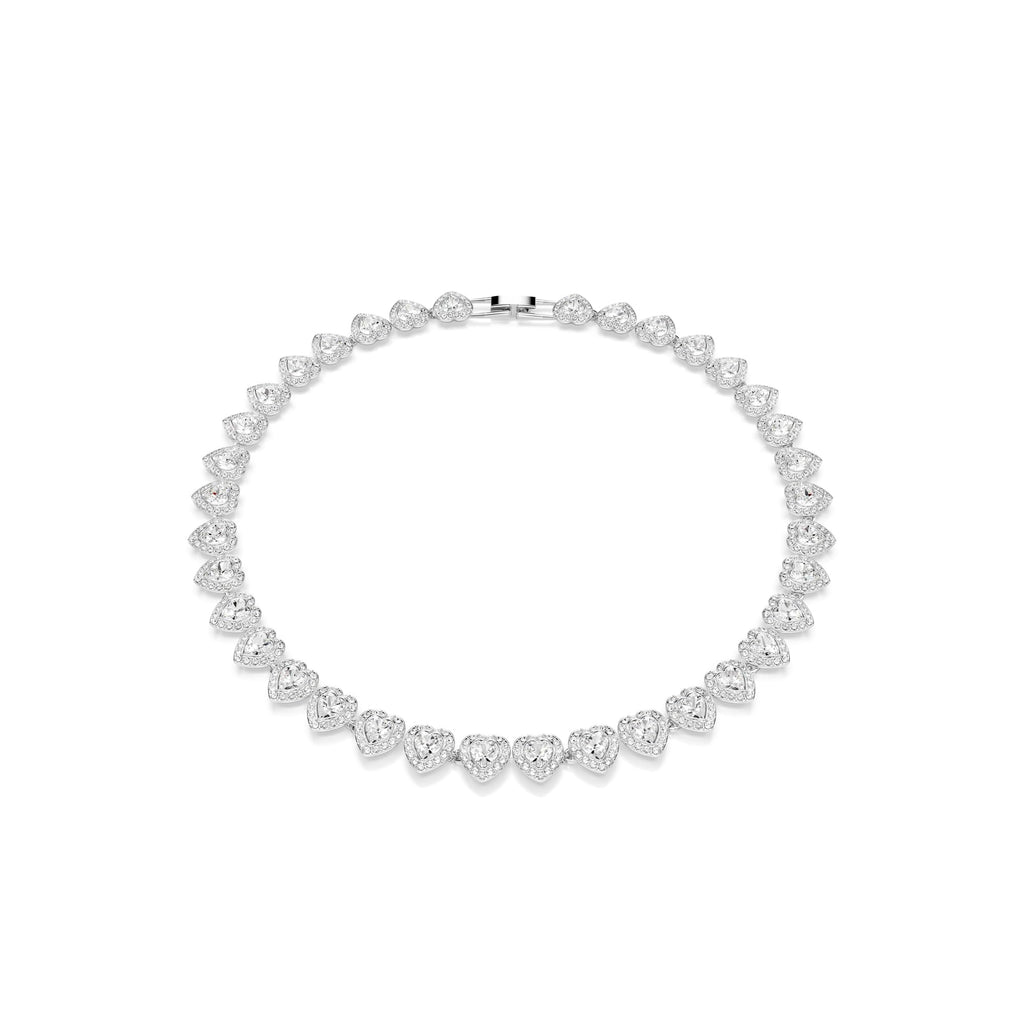 Swarovski Ariana Grande Heart All-Around Tennis Style Crystal Necklace in Rhodium Finish - Part of the Ariana Grande x Capsule Collection