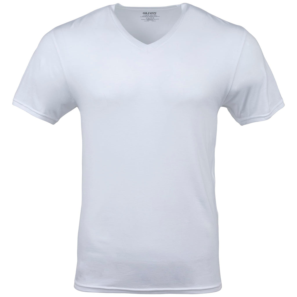 Gildan Men's V-Neck T-Shirts, Multipack, Style G1103, White (6-Pack), X-Large