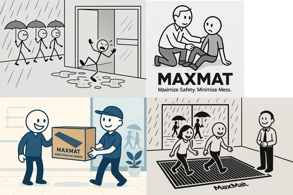 MaxMat® Extra Large Commercial Floor Mat, 3 x 5 Feet Rubber Border Heavy Duty Made in USA Commercial Door Mat, Waterproof, Low-Profile, Easy to Clean, Rubber Entry Mudroom Rug (Charcoal Grey)