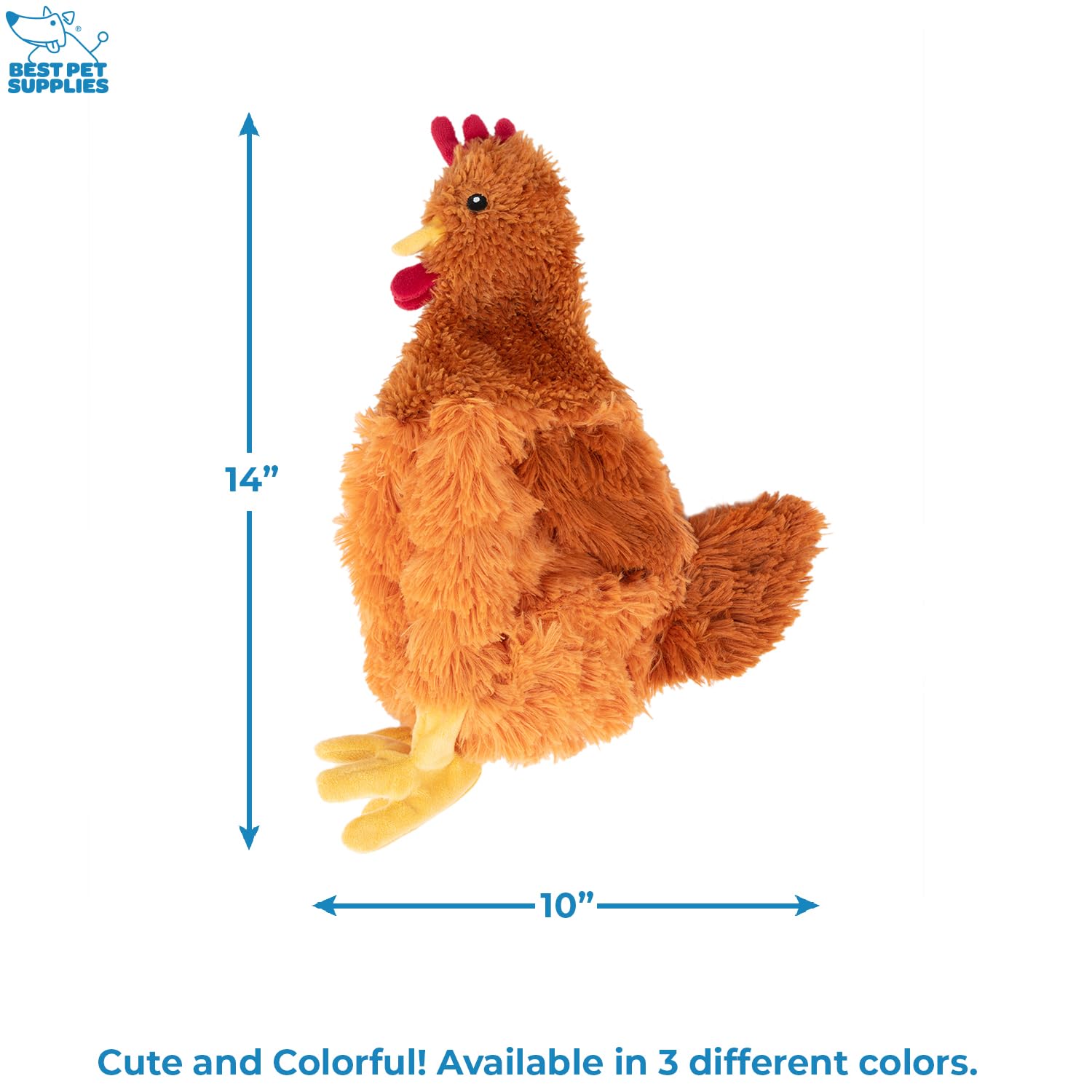 Best Pet Supplies Interactive Squeaky Dog Chew Toy, Ideal Dog Toys for Chewers, Small, Medium & Large Dogs, and Fetch Lovers - Crinkle Chicken (Brown), Large