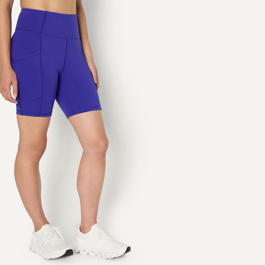 Amazon Essentials Women's Active Total Train High Waist 7" Gym Workout Biker Shorts with Pockets, Royal Blue, X-Small