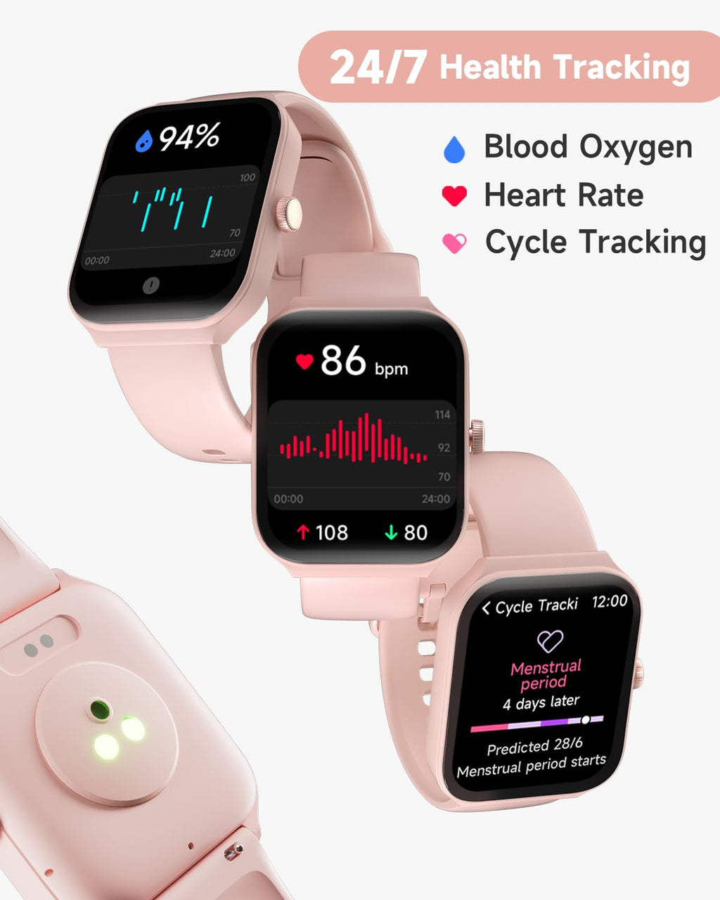 TOOBUR Smart Watch for Women Alexa Built-in, 1.95" Fitness Tracker with Answer/Make Calls, IP68 Waterproof/Heart Rate/Sleep Tracker/100 Sport Modes, Fitness Watch Compatible Android iOS