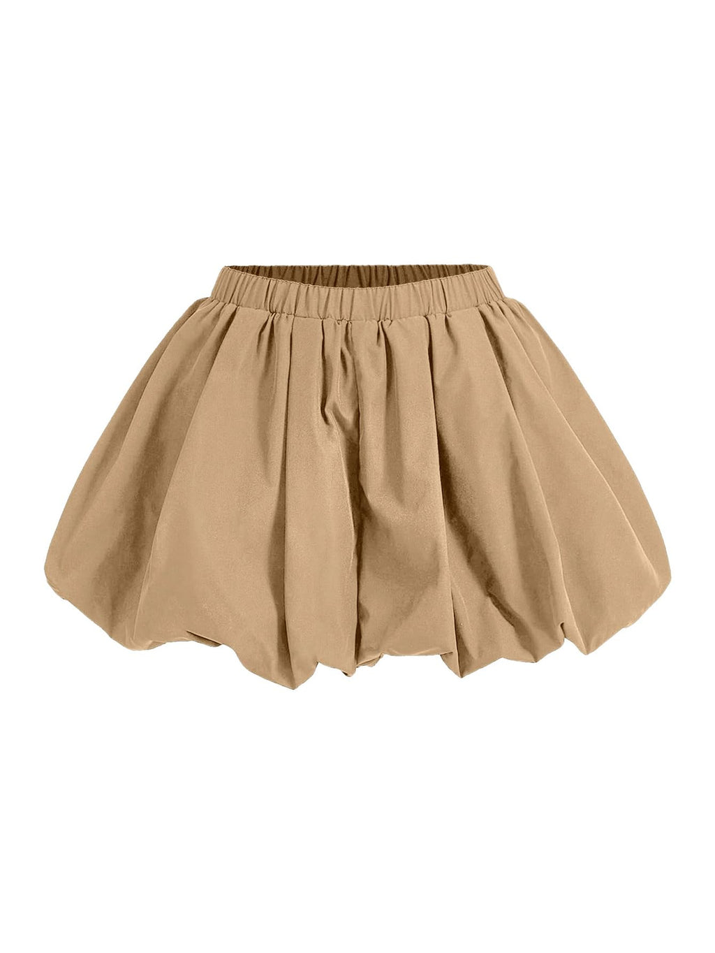 WDIRARA Women's Asymmetrical Hem Bubble Skorts Elastic Waist Loose Fit Solid Mini Skirt Pants Khaki Medium