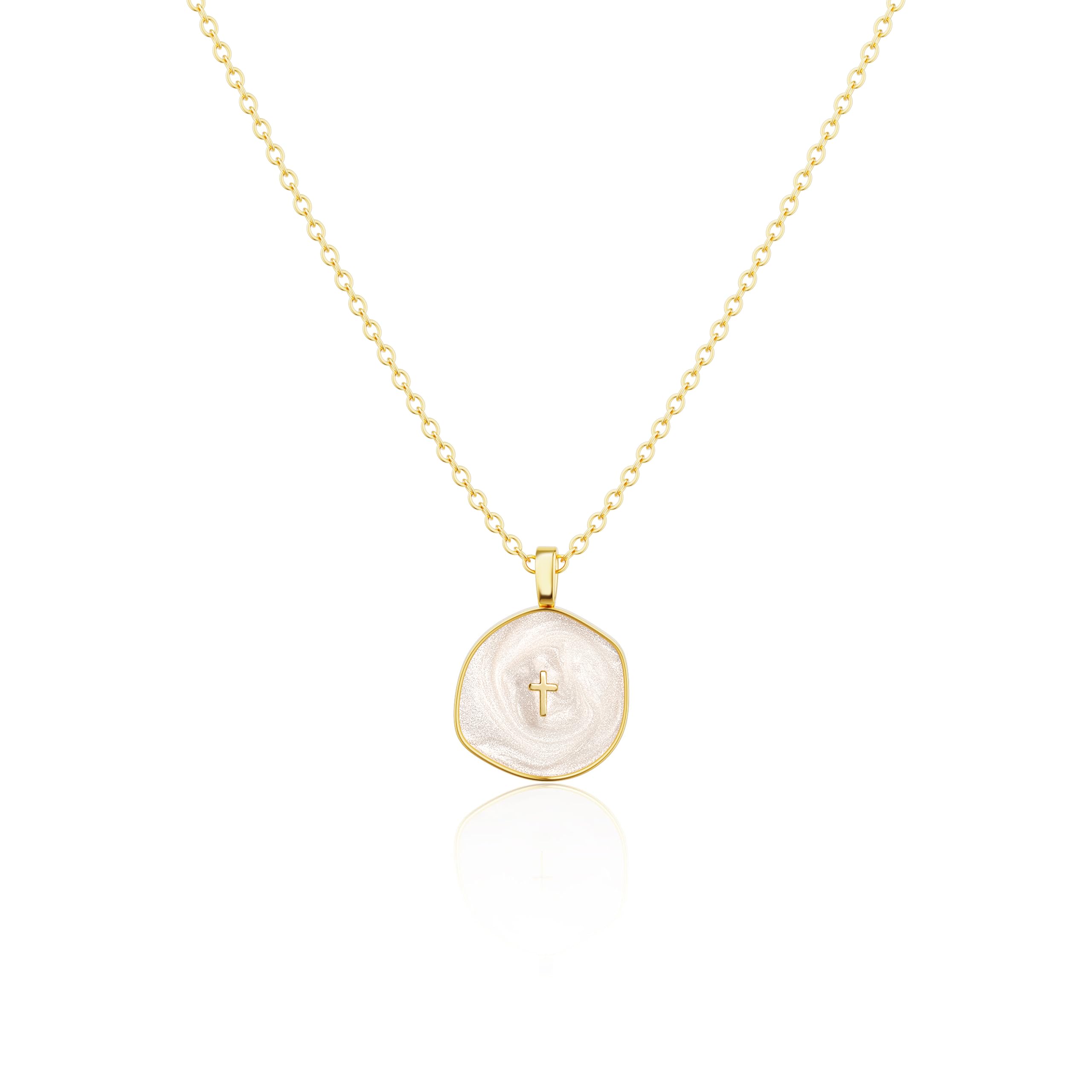 Tewiky Cross Necklace for Women-Dainty Simple 14k Gold Plated Cross Pendant Cute Necklaces for Women Jewelry