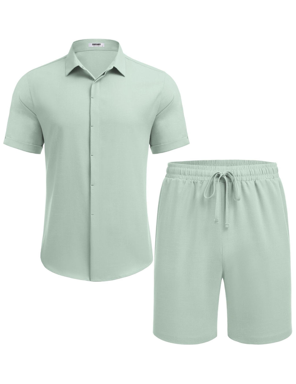 COOFANDY Mens Linen Set Beach Clothes for Men Summer Outfits, Light Green, X-Large