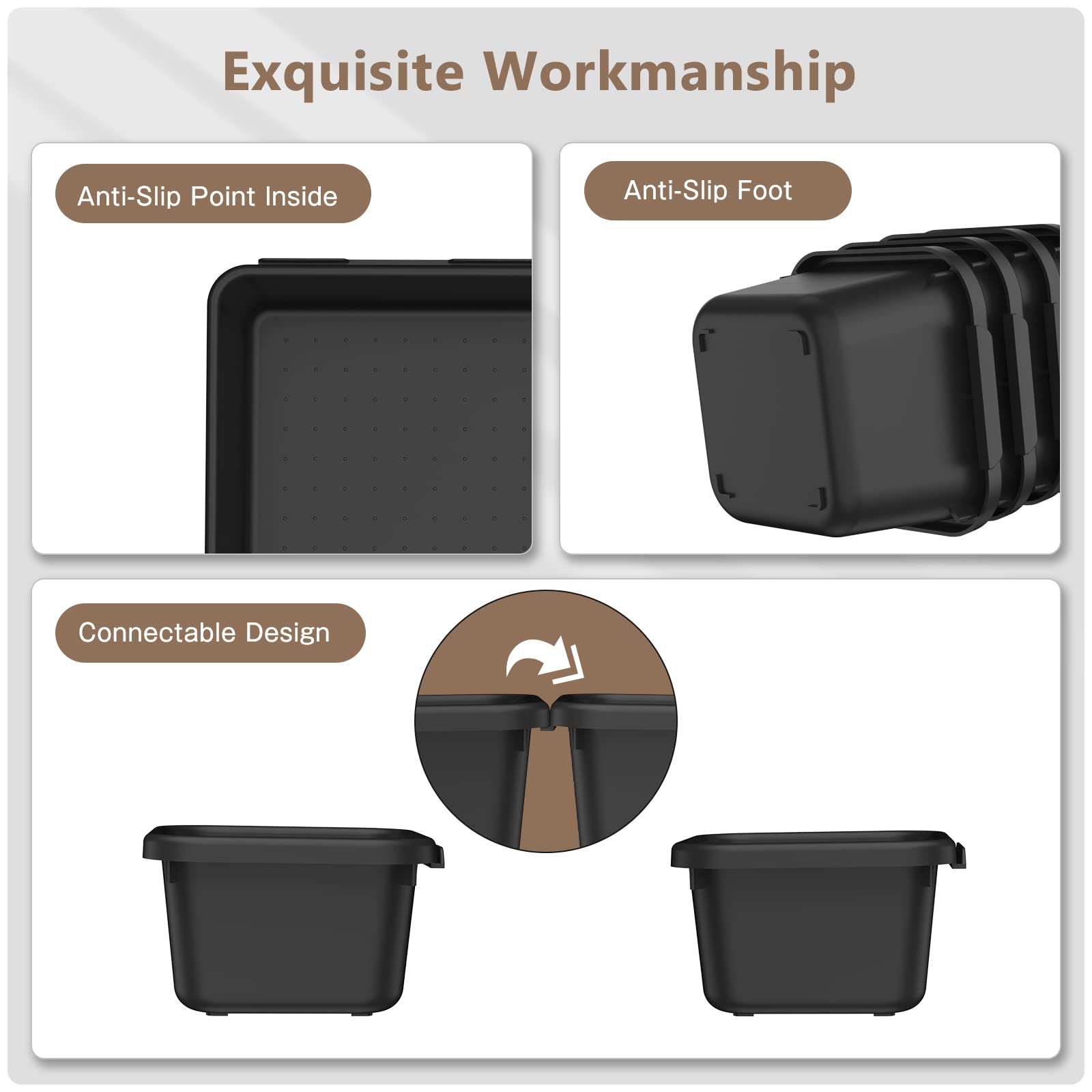 【More Larger Size】A-LUGEI【69 PCS-5 Size】 Tool Box Organizer Tray Divider Set【Black】 Desk Drawer Organizer Bin, Garage Organization and Storage Toolbox for Rolling Tool Chest Cart WorkBench Part Widget