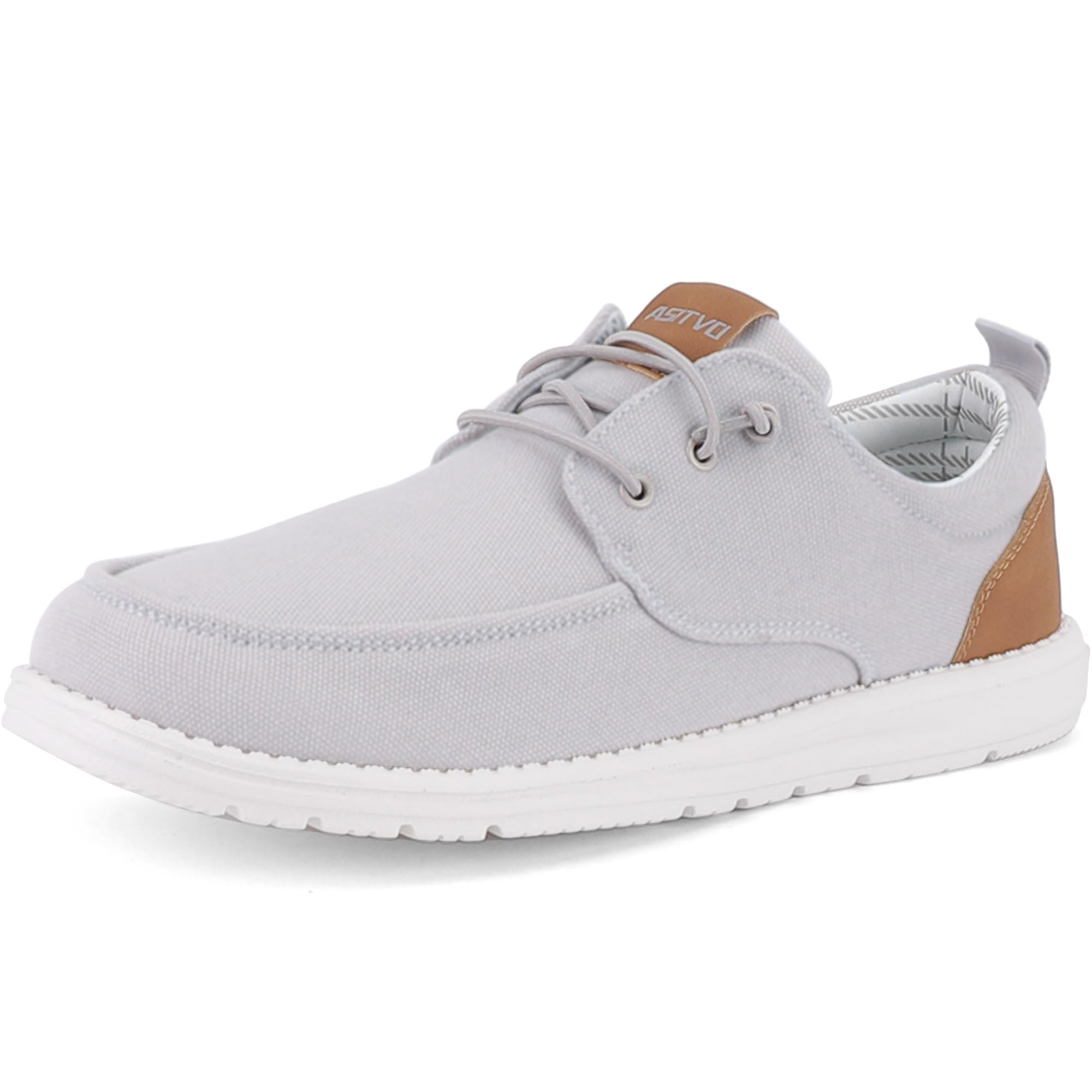 ASITVO Men's Wide Canvas Loafers Casual Slip on Walking Shoes Width Toe Box Big Size 10 Dress Boat Tru-Moc Shoes Silver Grey 43.5