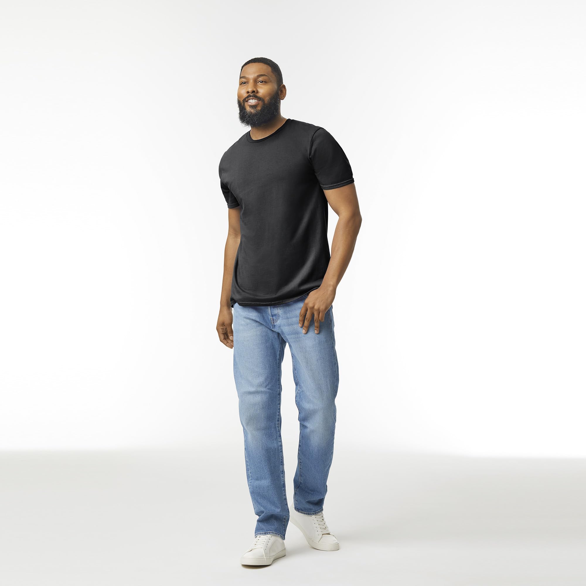 Gildan Adult Softstyle Cotton T-Shirt, Style G64000, Multipack, Black (2-Pack), Medium