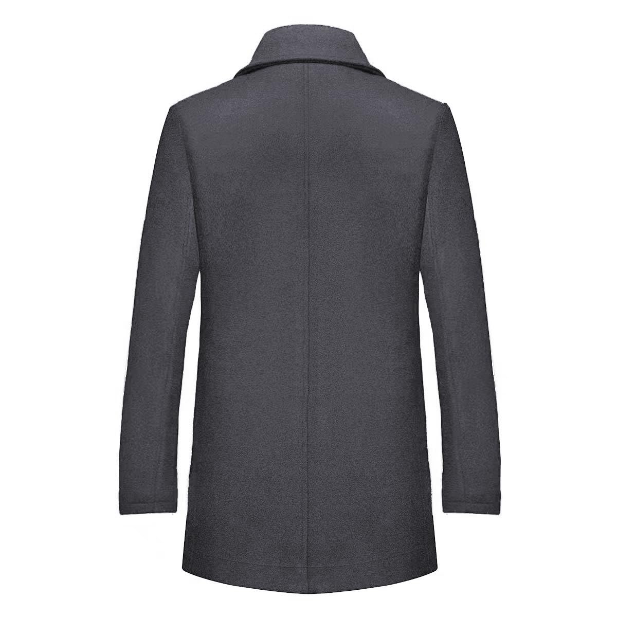 INVACHI Mens Wool Blend Coat Warm Winter Trench Coat with Detachable Soft Scarf Single Breasted Overcoat (US, Alpha, Medium, Regular, Regular, Grey)