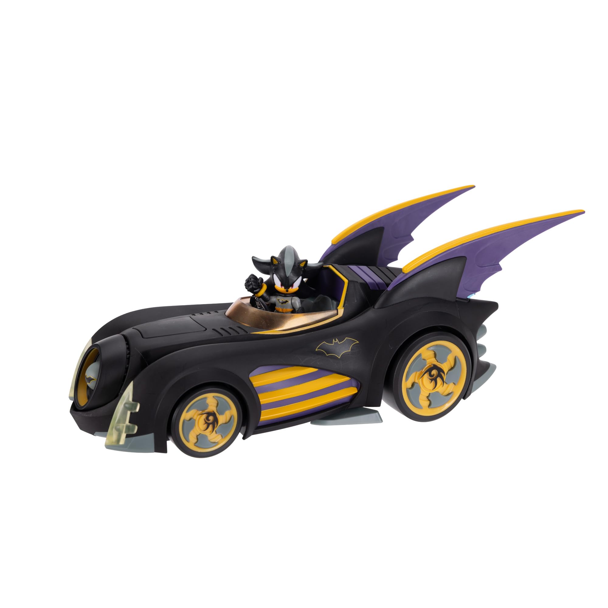 DC X Sonic Batmobile Shadow-fied! with Cool 2.5 Inch Shadow Action Figure as Batman, from The DC x Sonic The Hedgehog Comic Book Series - A Collector's Must Have!