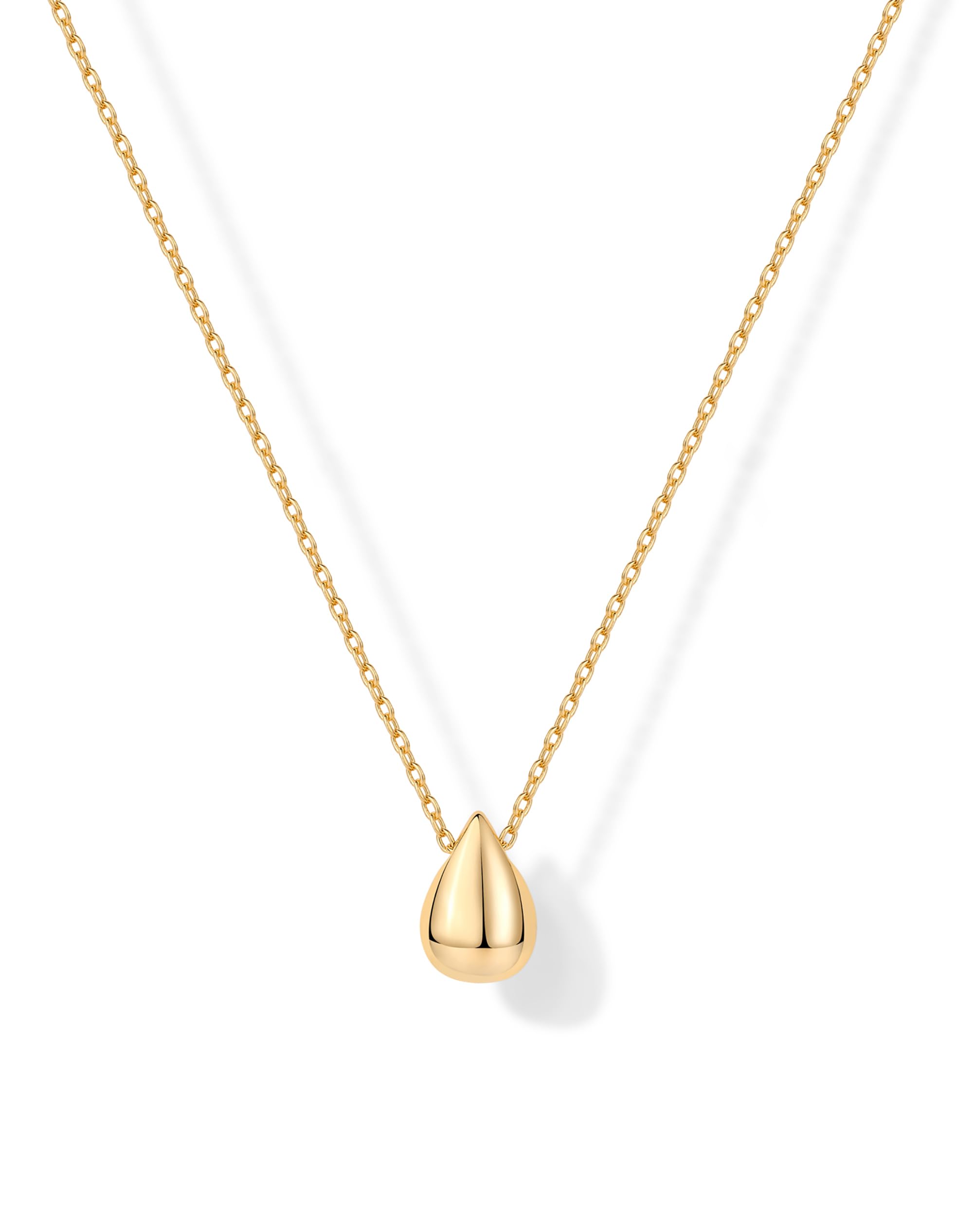 PAVOI 14K Yellow Gold Plated Dainty Pear Pendant Necklace for Women | Tear Pendant Necklaces