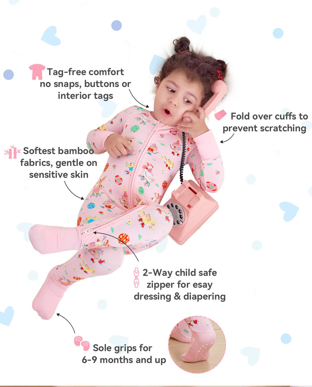 babee Reshinee Bamboo Viscose Baby Footie Pajama, Zipper Pajamas for Baby Boys & Baby Girls 0-24M