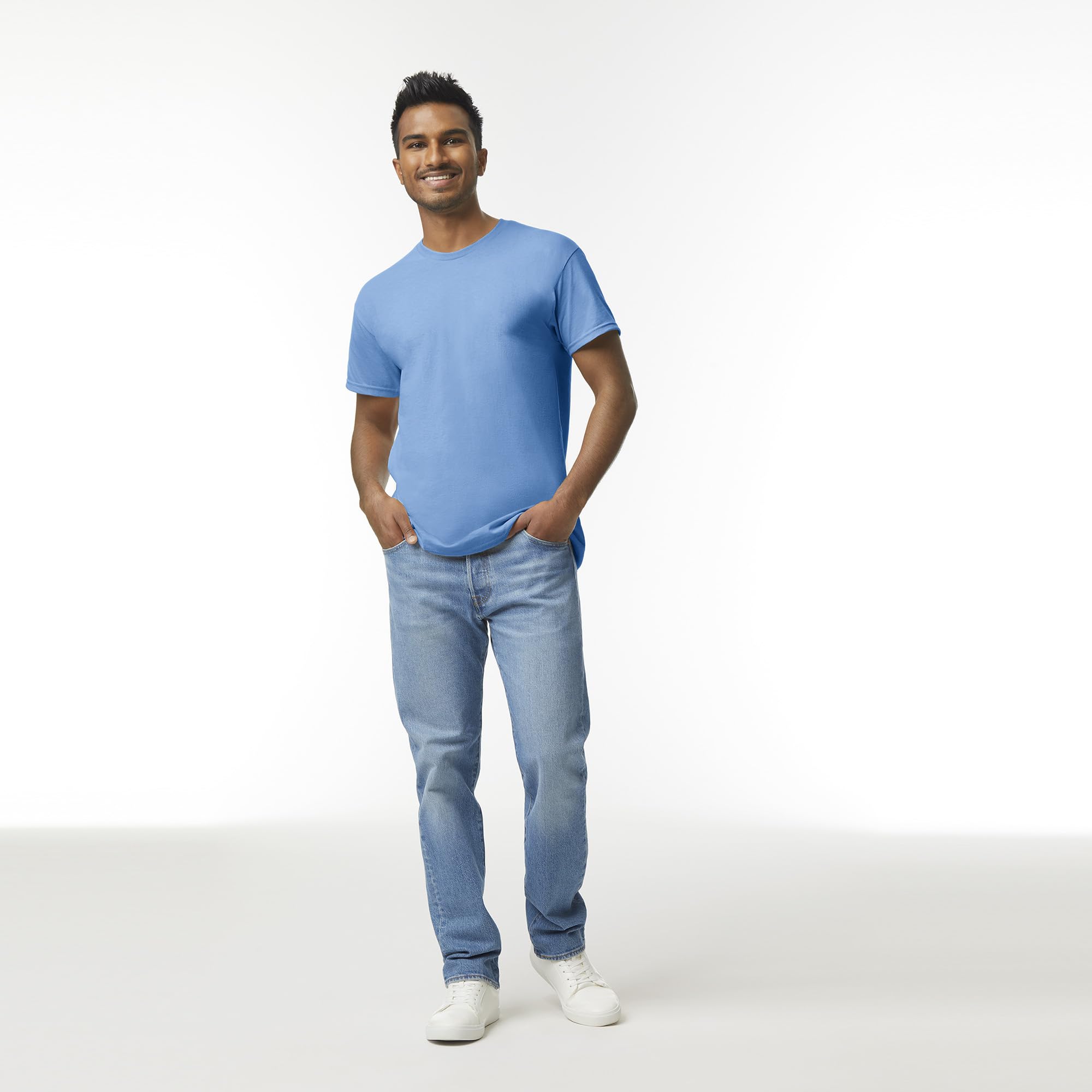 Gildan mens Heavy Cotton T-shirt, Style G5000, Multipack T Shirt, Carolina Blue (3-pack), Large US