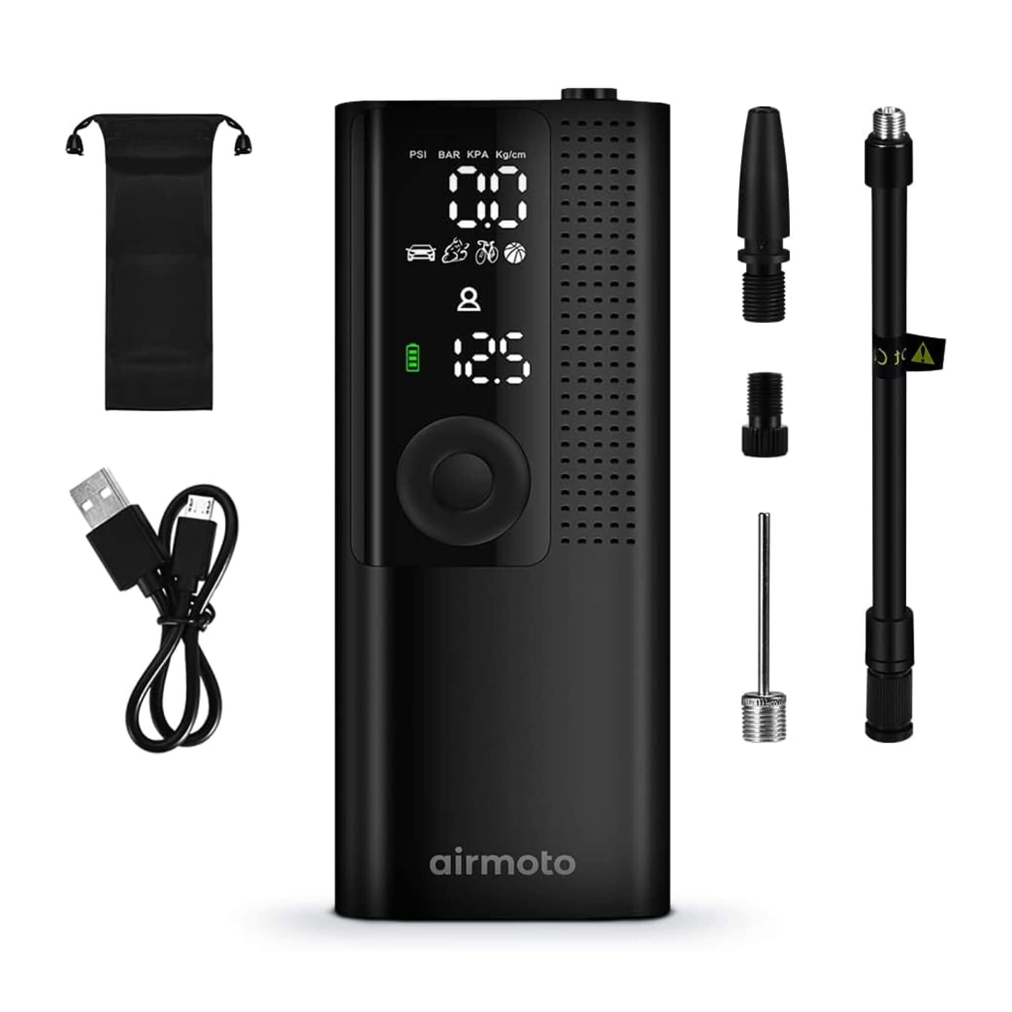 Airmoto and Power Kit Bundle Deal - 1 bundle - Tire Inflator Portable Air Compressor with Power Kit for Charging on The Road - Cordless Air Pump for Car Tires, Motorcycle, Bicycle, Balls
