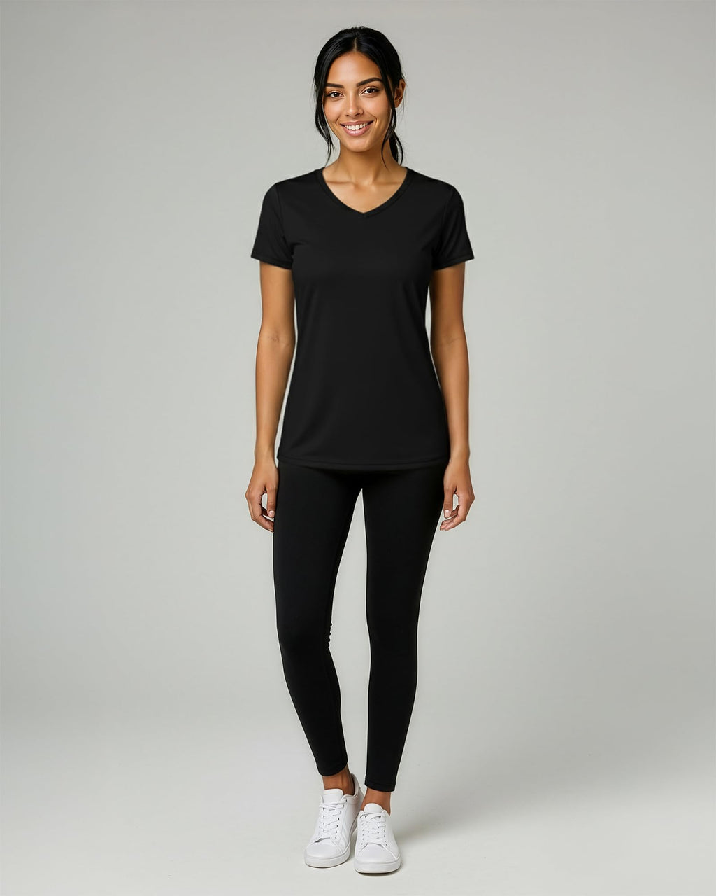 Real Essentials 5 Pack: Women's Dry-Fit Short Sleeve V Neck T Shirt Workout Fitness Yoga Top Tee, Set 5, XXL