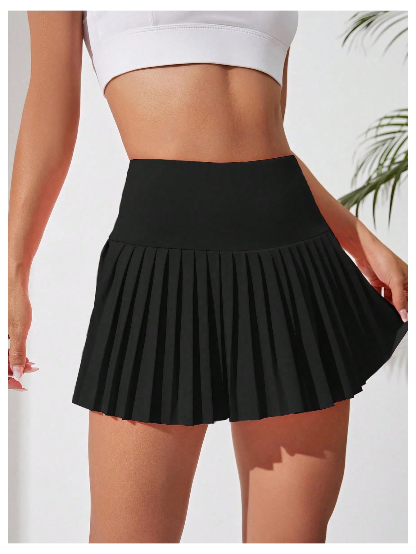 WDIRARA Women's Pleated Tennis Skirt High Waisted Golf Skort Athletic Mini Shorts Orange Small