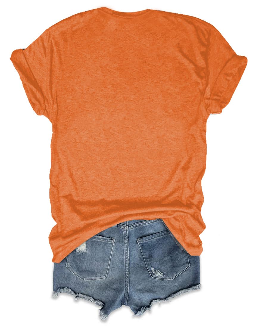 Women's I'm Fine Everything is Fine T-Shirts Short Sleeve Sayings Oversized Casual Cute Cat Graphic Tee Blouse Tops S Orange