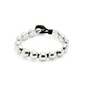 Uno de 50 Sterling Silver-Plated Beaded Bracelet, Round Bubbles Design, Black Leather Closure