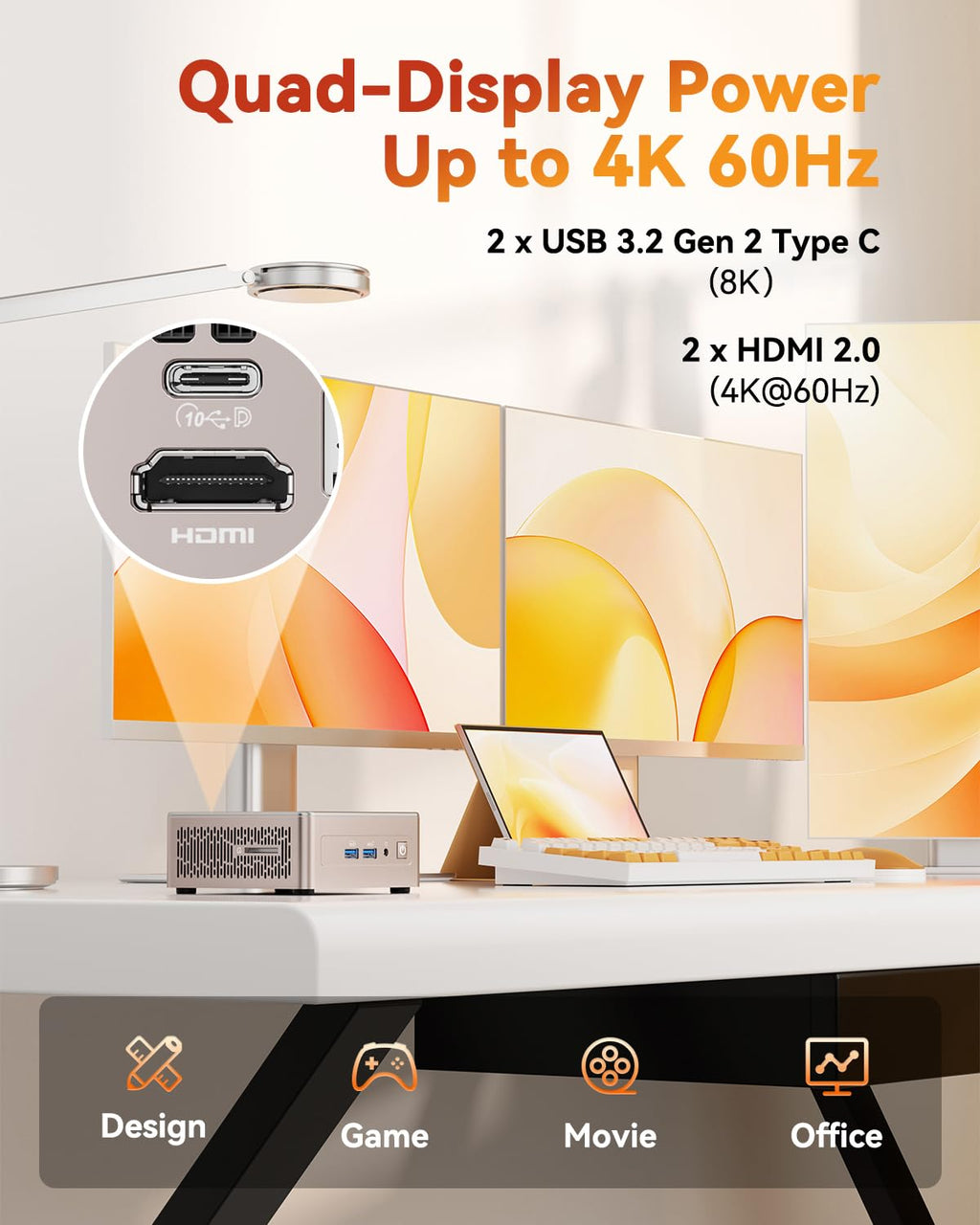 GEEKOM A5 Mini PC (3-Year Coverage) with AMD Ryzen 5 7430U, 16GB RAM(Expandable, Not LPDDR), 512GB NVMe SSD, Windows 11 Pro Desktop Computer, 8K Quad Display, HDMI 2.0, SD 4.0 Slot, Bunsiness Home