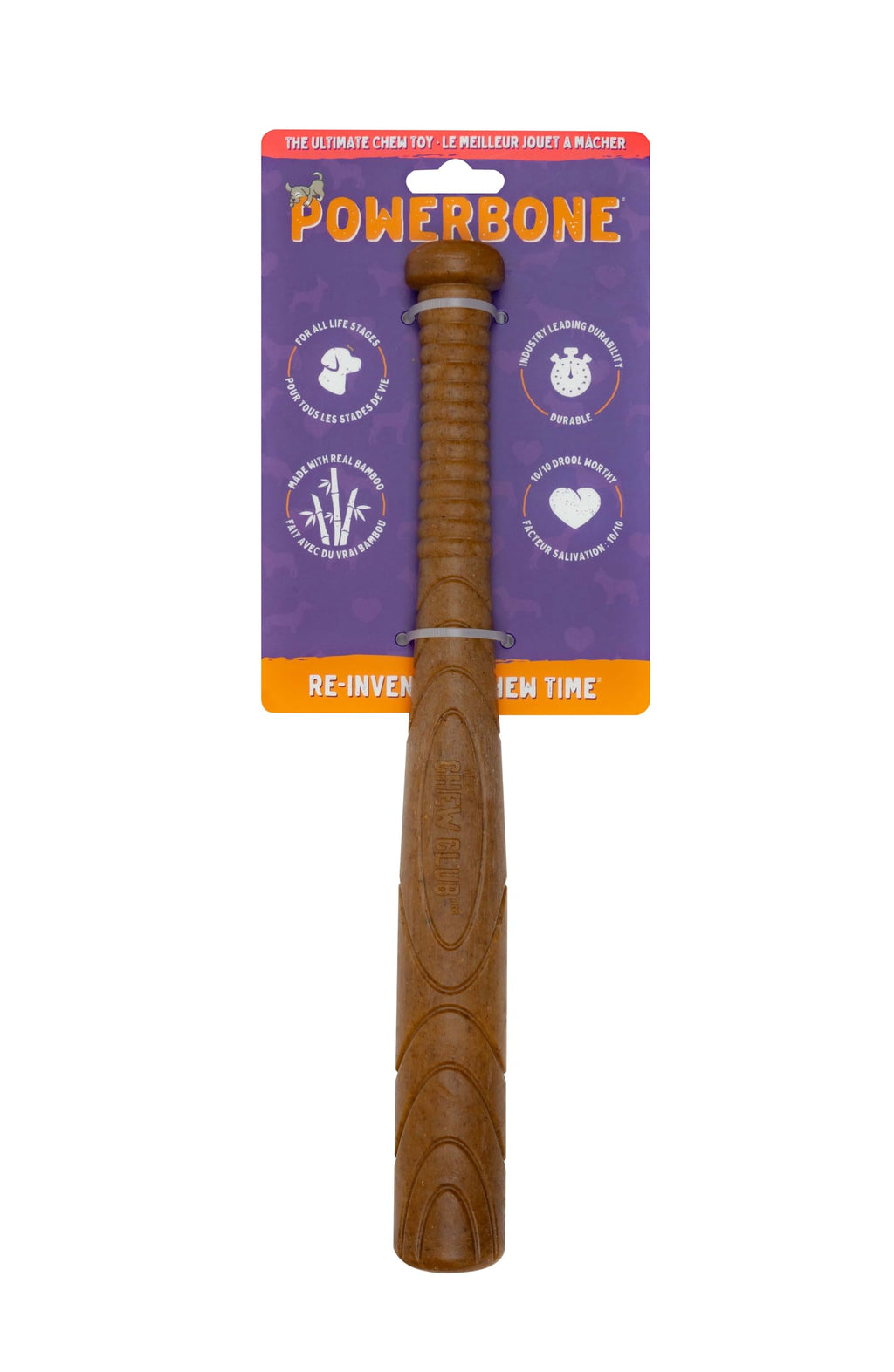 Powerbone Pet Chew Toy for Dogs - Durable, Non Toxic & Pet Safe - Best for Aggressive Chewers, Long Lasting Dental Health, Dog Teeth Cleaning, Dog Life Stages - Baseball Bat 12"
