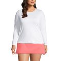 Lands' End Women's Sunshade UPF 50 Long Sleeve Rash Guard Swim Tee White Petite XXS