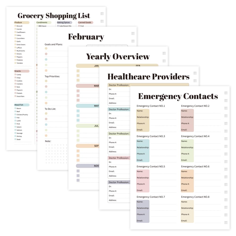 icceemee All-in-One Family planner Organizer & Home Management Binder: Calendar Scheduling, Finance Budget, Meal Planning & Grocery Lists, Cleaning Schedule, Activities & Health Tracker,For Busy Moms & Households